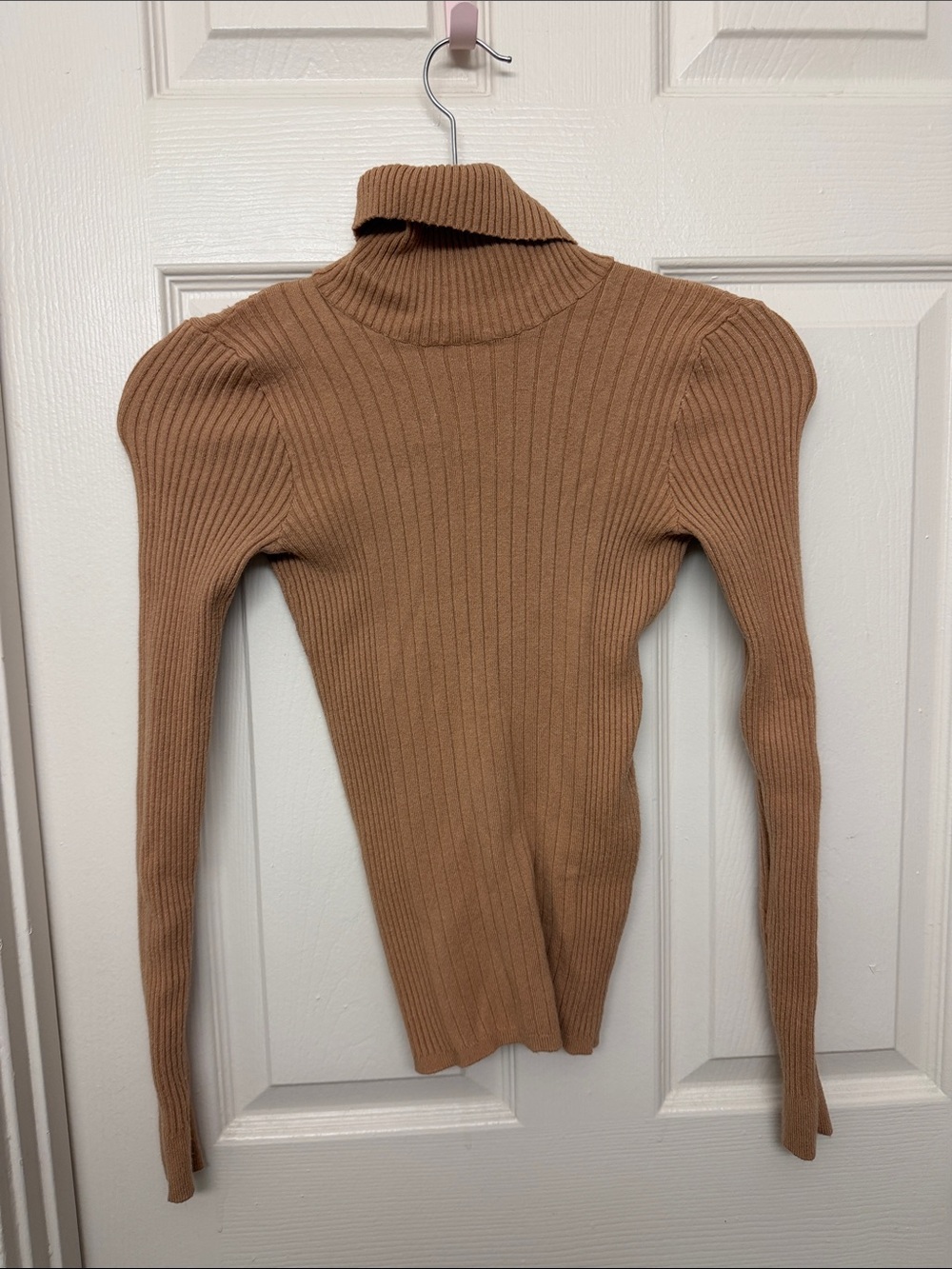 Tahari Ribbed Turtleneck Sweater in Camel Brown